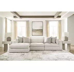Stonecroft Manor Snowstone 3 Piece Modular Sectional with LAF Chaise and Pillows