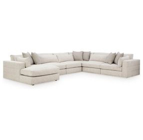Stonecroft Manor Snowstone 6 Piece Modular Sectional with LAF Chaise and Pillows