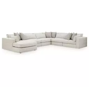 Stonecroft Manor Snowstone 6 Piece Modular Sectional with LAF Chaise and Pillows