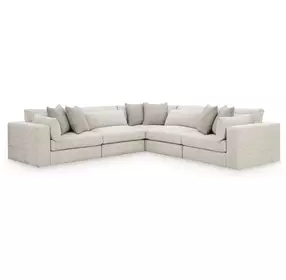 Stonecroft Manor Snowstone 5 Piece Modular Sectional with Pillows