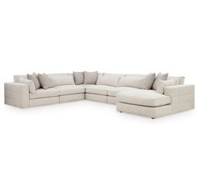 Stonecroft Manor Snowstone 6 Piece Modular Sectional with RAF Chaise and Pillows