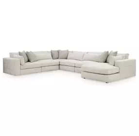 Stonecroft Manor Snowstone 6 Piece Modular Sectional with RAF Chaise and Pillows