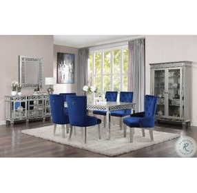 Varian Mirrored and Antique Platinum Extendable Rectangular Dining Room Set