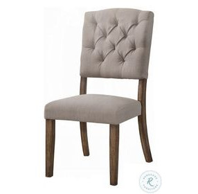 Bernard Linen and Weathered Oak Side Chair Set of 2