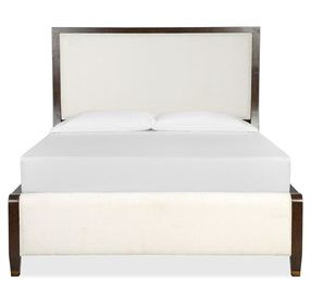 Timberlyn Espresso and Cream Queen Upholstered Panel Bed