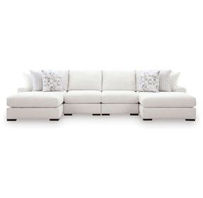 Kendrie Chalk Performance Fabric 4 Piece Modular Double Chaise Sectional
