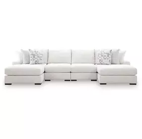 Wynncroft Manor Chalk Performance Fabric 4 Piece Modular Double Chaise Sectional