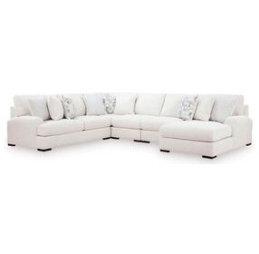 Kendrie Chalk Performance Fabric 5 Piece Modular Sectional with RAF Chaise
