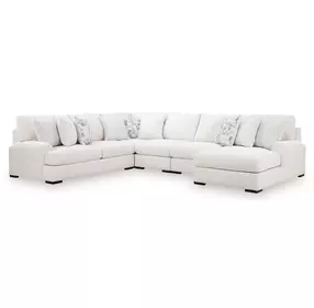 Wynncroft Manor Chalk Performance Fabric 5 Piece Modular Sectional with RAF Chaise