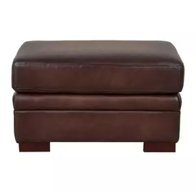Danforth Caramel Leather Upholstered Rectangular Ottoman