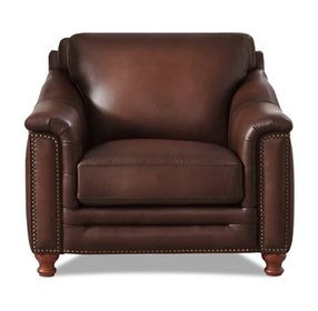 Bexley Caramel Leather Upholstered Accent Chair with Nailhead Trim