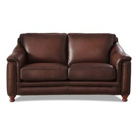 Bexley Caramel Leather 67" Loveseat with Nailhead Trim