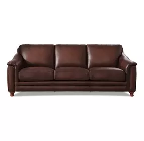 Bexley Caramel Leather 92" Sofa with Nailhead Trim