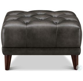Trix Ash Gray Leather Upholstered Rectangular Ottoman