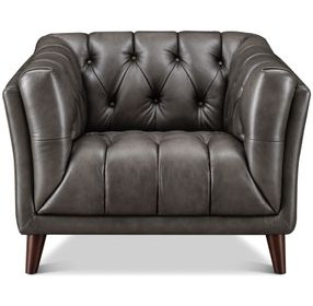 Trix Ash Gray Leather Upholstered Lounge Chair