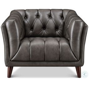 Trix Ash Gray Leather Upholstered Lounge Chair