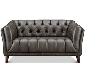 Trix Ash Gray Leather 64" Loveseat