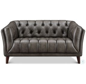 Trix Ash Gray Leather 64" Loveseat