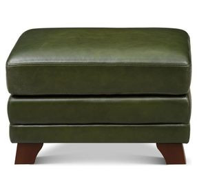 Godfrey Forrest Green Leather Upholstered Rectangular Ottoman