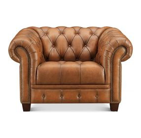 Haworth Saddle Leather Upholstered Accent Chair with Nailhead Trim