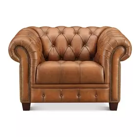 Haworth Saddle Leather Upholstered Accent Chair with Nailhead Trim