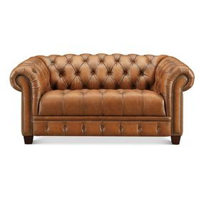 Haworth Saddle Leather 69" Loveseat with Nailhead Trim