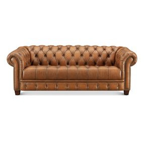 Haworth Saddle Leather 88" Sofa with Nailhead Trim