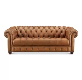Haworth Saddle Leather 88" Sofa with Nailhead Trim