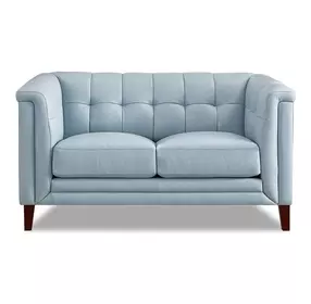 Elric Spa Blue Leather 62" Loveseat