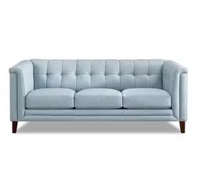 Elric Spa Blue Leather 84" Sofa