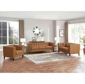 Elric Cognac Leather Living Room Set