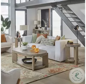 Affinity Dusty Taupe Concrete Top Oval Occasional Table Set