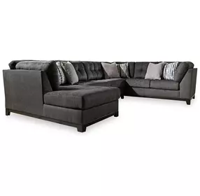 Reidshire Steel Gray 3 Piece Modular Sectional with LAF Corner Chaise and Pillows