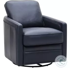 Turneon Blue Leather Swivel Glider Chair