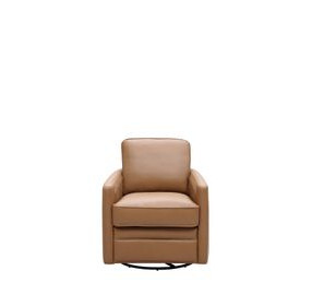 Turner Camel Leather Upholstered Swivel Glider Accent Chair