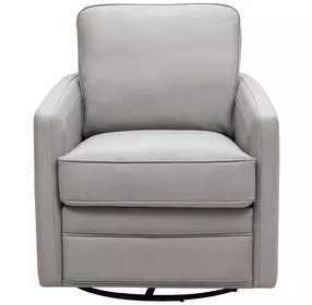 Turner Stone Leather Upholstered Swivel Glider Accent Chair
