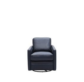Turner Blue Leather Upholstered Swivel Glider Accent Chair