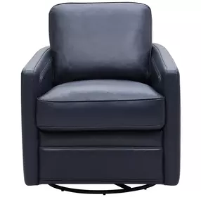 Turner Blue Leather Upholstered Swivel Glider Accent Chair