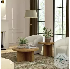Donte Oak Round Occasional Table Set