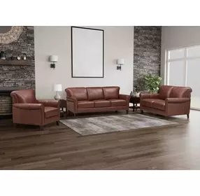 Navrell Pecan Leather Living Room Set
