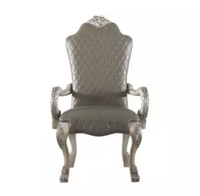 Dresden Gray Upholstered Arm Chair with Nailhead Trim Set of 2
