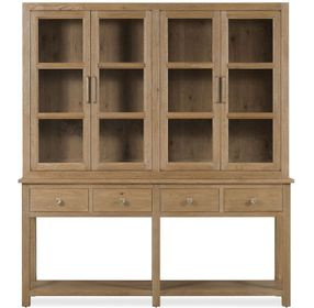 Driftwood Light Brown 4 Glass Door Display Sideboard with LED