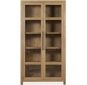 Driftwood Light Brown 2 Glass Door Display Cabinet