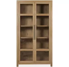 Driftwood Light Brown 2 Glass Door Display Cabinet
