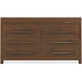 Driftwood Medium Brown 9 Drawer Dresser