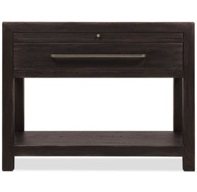 Driftwood Black And Beige 1 Drawer Nightstand with Stone Top