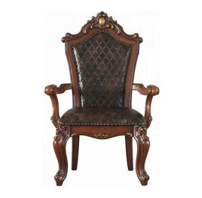Picardy Brown Upholstered Arm Chair with Nailhead Trim Set of 2