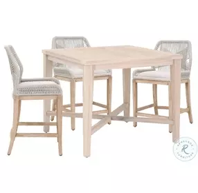 Carmel Gray Teak Outdoor 42" Square Counter Height Dining Room Set