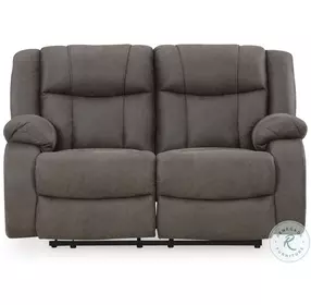 First Base Gunmetal Reclining Loveseat