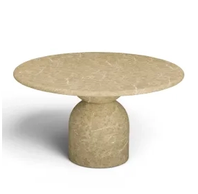 Cynthia Light Emperador and Walnut Outdoor 54" Round Marble Top Dining Table